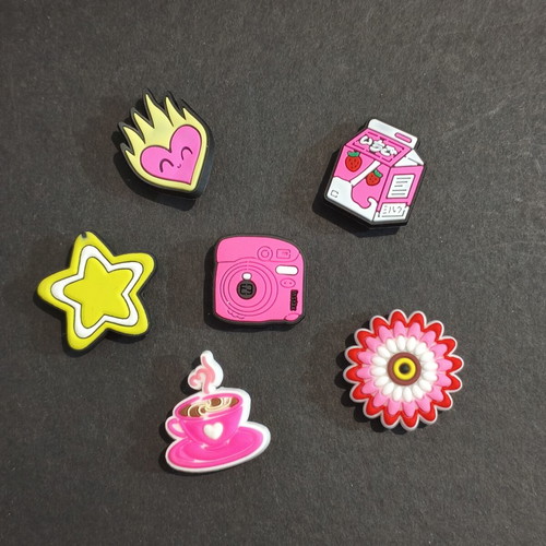 Pop Crocs Charms Pins Jibbitz set brand new, pink and yellow