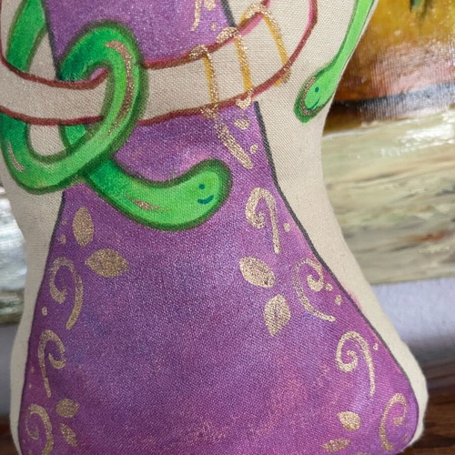 Medusa pillow handmade, painted with markers and acrylics