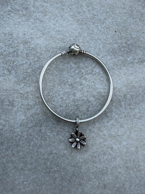 Pandora silver bracelet with flower charm like new