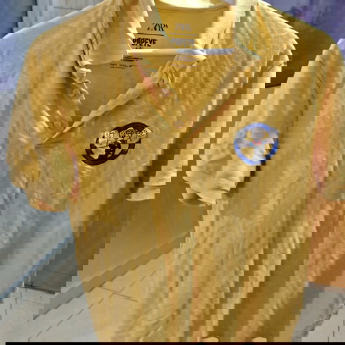 ZARA x Popeye The Sailor Man Short-Sleeve Polo Shirt used, size S, mustard yellow