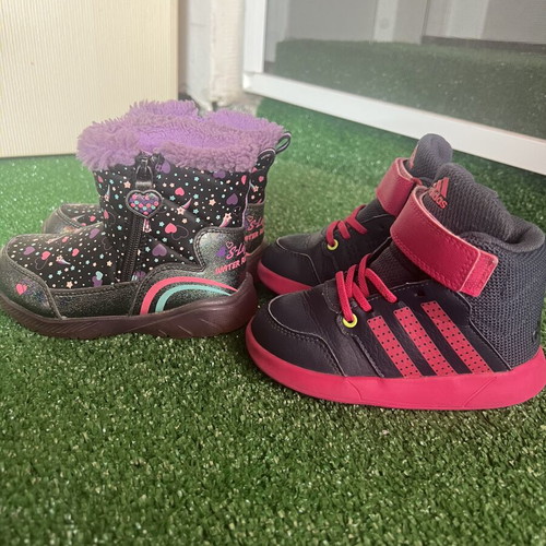 Skechers and Adidas kids shoes like new, size 23, colorful