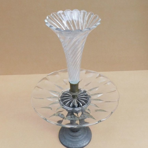 Crystal fruit bowl with metal base German, about 70 years old