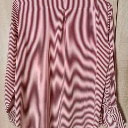 Zara red striped blouse with ruffle like new