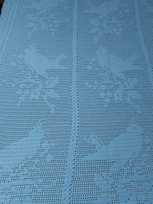 Handmade crochet blanket like new, blue, 1.10 × 2.20 m