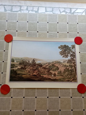 Decorative print of Olympia valley before temple excavation, 50x35 cm