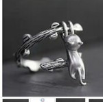 Hanging Cat Ring new, silver plated