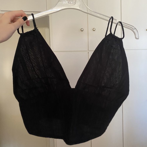 Bershka Boho crop top, black, size M