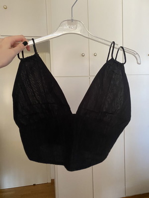 Bershka Boho crop top, black, size M