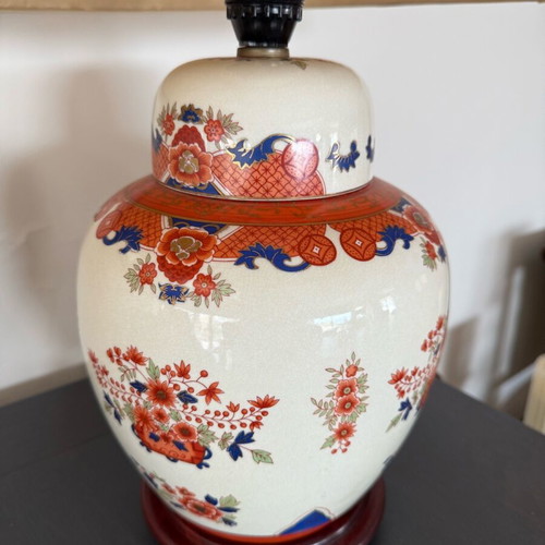 Ceramic table lamp porcelain with handmade floral designs like new