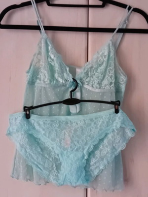 Ρομαντικό τιρκουαζ σετ εσώρουχα lingerie M ευκαιρία ξεπουλημα