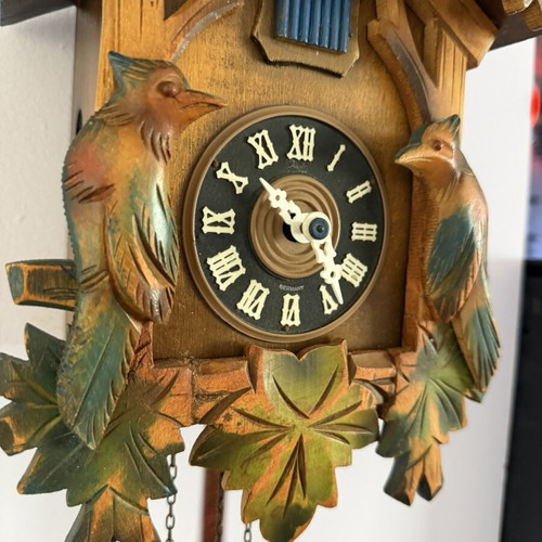 German Cuckoo Clock used, digital display, wall-mounted