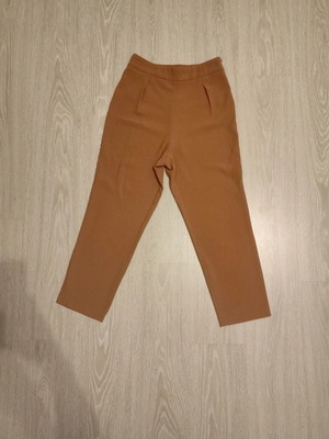 MilkWhite high-waisted camel fabric pants with pleats