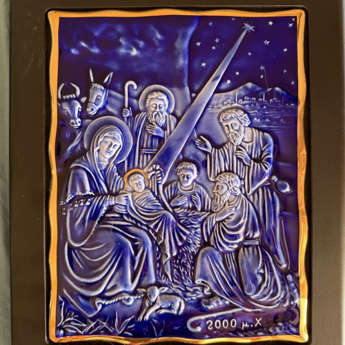 Byzantine porcelain icons set of 2 with gold details Crown Bavaria like new
