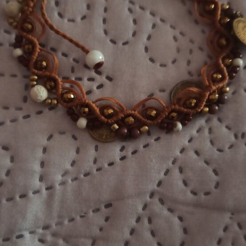 Macrame anklet new, brown
