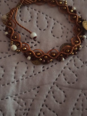 Macrame anklet new, brown