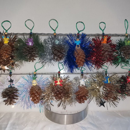 Pinecone Christmas ornaments new, pack of 12, natural decoration