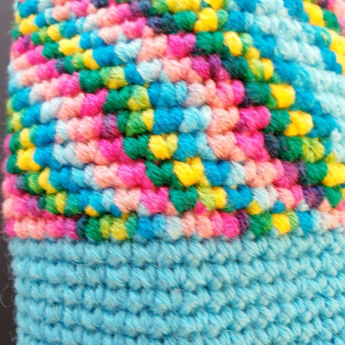 Boho turquoise glasses case with multicolored stripes, handmade