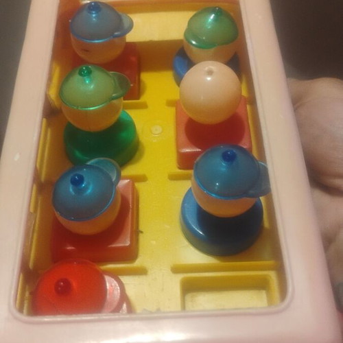 School bus toy used, old with damages