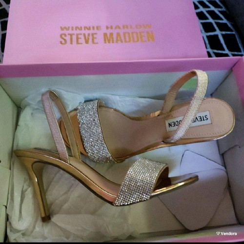 Steve Madden sandals size 37.5 pink-gold with strass new