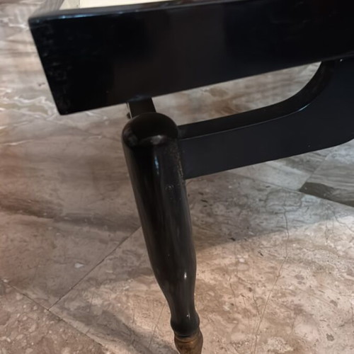 Antique black and white lacquered coffee table