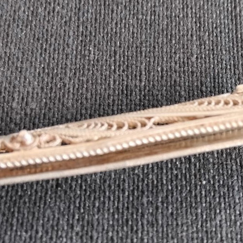 Vintage silver tie clip handmade filigree, like new