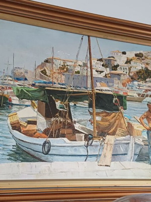 Τέγκος έργο τέχνης Ύδρα, ελαιογραφία