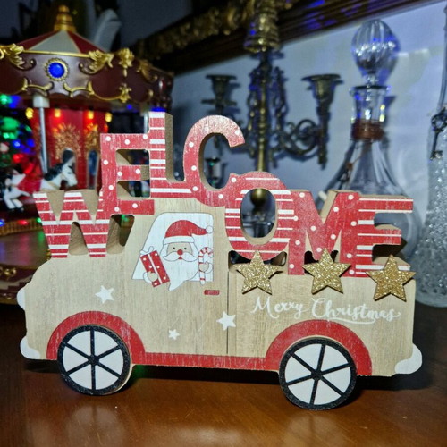 Christmas wooden decoration with Santa Claus new