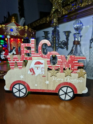 Christmas wooden decoration with Santa Claus new