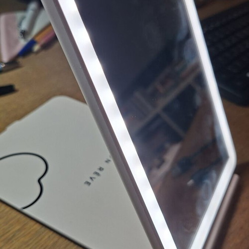 Table mirror with light, foldable, USB Type-C charging