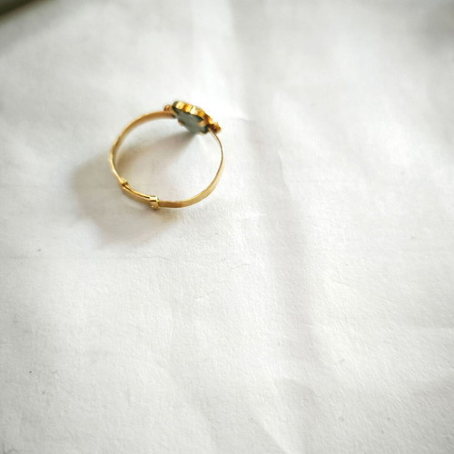 Gold adjustable ring 14k 585, white to yellow gold tone