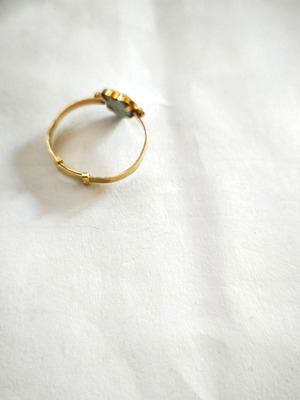 Gold adjustable ring 14k 585, white to yellow gold tone