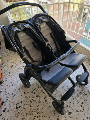 Peg Perego Book twin stroller like new with adapters and cup holders