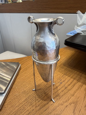 925 Silver Amphora with Stand like new, handmade decorative