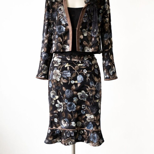 Vintage Morgan de Toi Floral Set with Viscose and Velvet like New