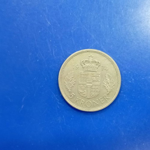 5 Kroner Coin Denmark 1974 used
