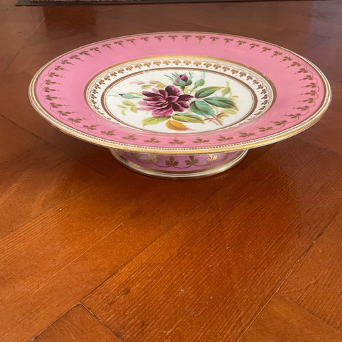 Antique porcelain cake stand 100 years old with handmade decoration