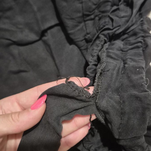 Black fabric pants with suspenders used, one size