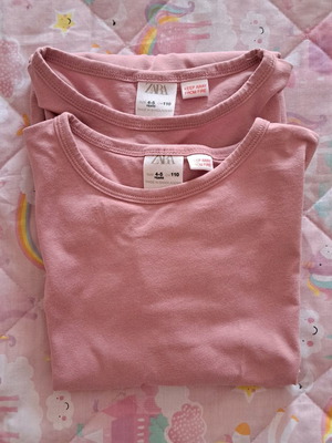 Комплект блузи Zara употребявани, розови, за 4-5 години, 100% памук