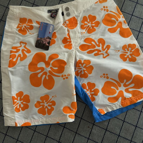 RRD men's swim shorts size S new, white and orange