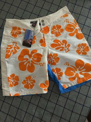 RRD men's swim shorts size S new, white and orange