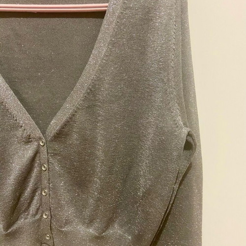 Short women's cardigan silver gray with subtle shine, like new