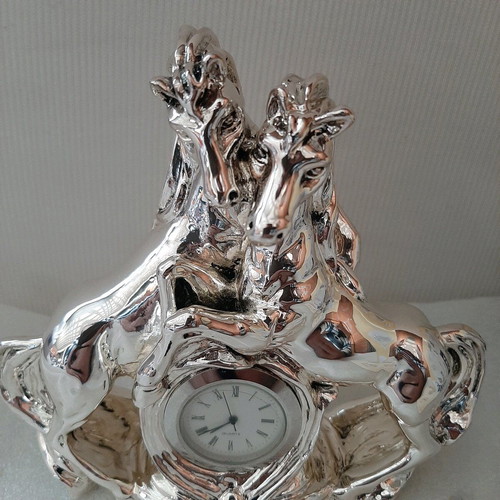 Italian silver-plated clock new