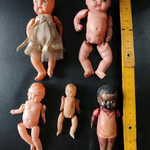 Celluloid dolls used, pack of 5 in various sizes