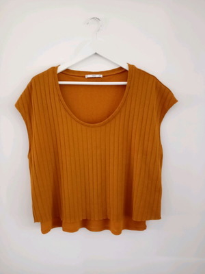 Mango orange ribbed t-shirt size L like new