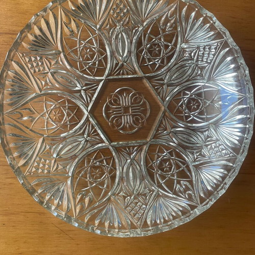 Large vintage crystal fruit bowl used