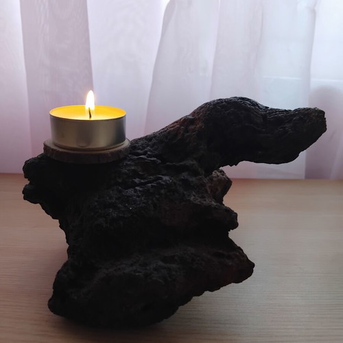 Handmade driftwood candlestick for tealight candle