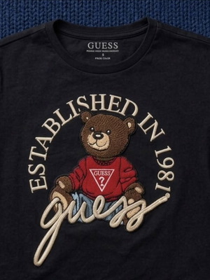 Guess Bear Graphic black T-shirt, organic cotton