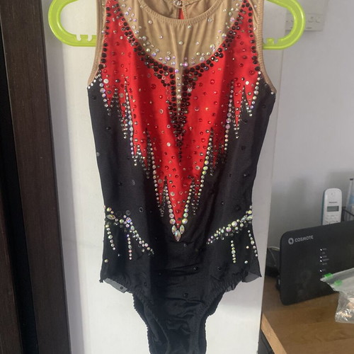 Rhythmic gymnastics leotard used with decorative skirt