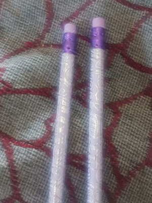 Set of 2 purple pencils with designs