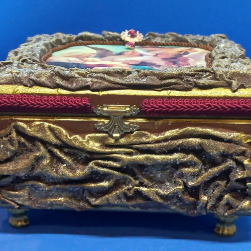 Christmas wooden box with decoupage technique new 20×20×12 cm